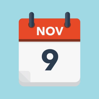 Calendar icon showing 9th November