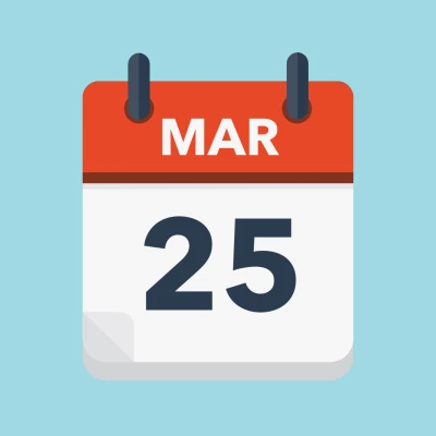 Calendar icon showing 25th March